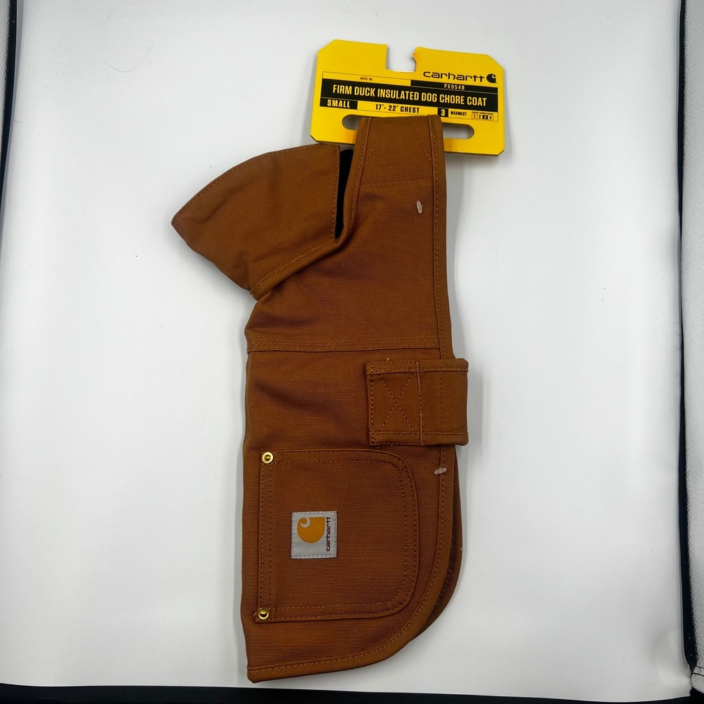 New Carhartt Firm Duck Insulated Dog Chore Coat Brown Small PX0548